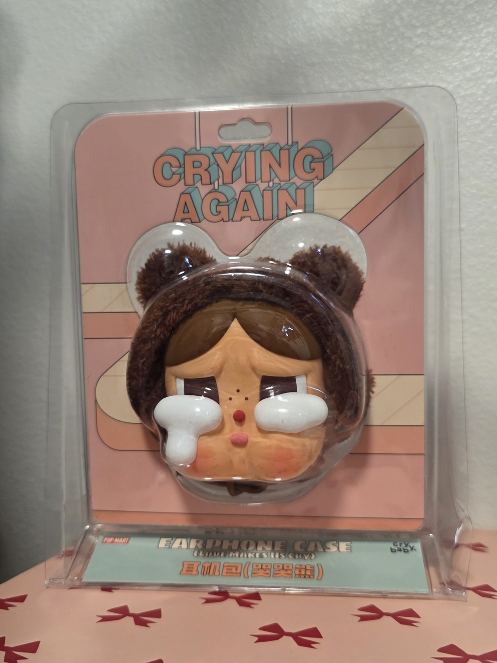 Crying Again Pink & Brown Kids Earphone Case